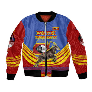 Eswatini Independence Day Bomber Jacket Sable Antelope - Aloe Succulent - Flag Shield