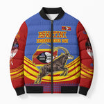 Eswatini Independence Day Bomber Puffer Jacket Sable Antelope - Aloe Succulent - Flag Shield