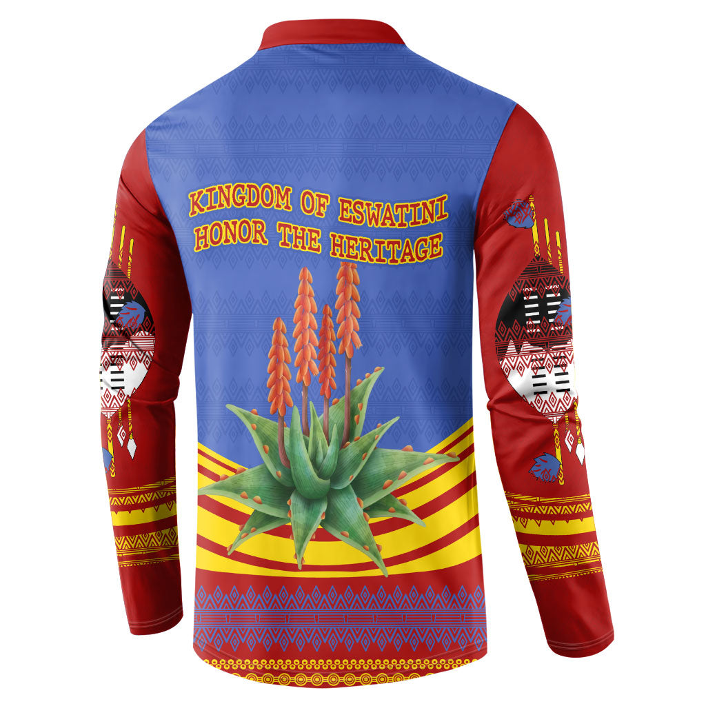 Eswatini Independence Day Button Sweatshirt Sable Antelope - Aloe Succulent - Flag Shield