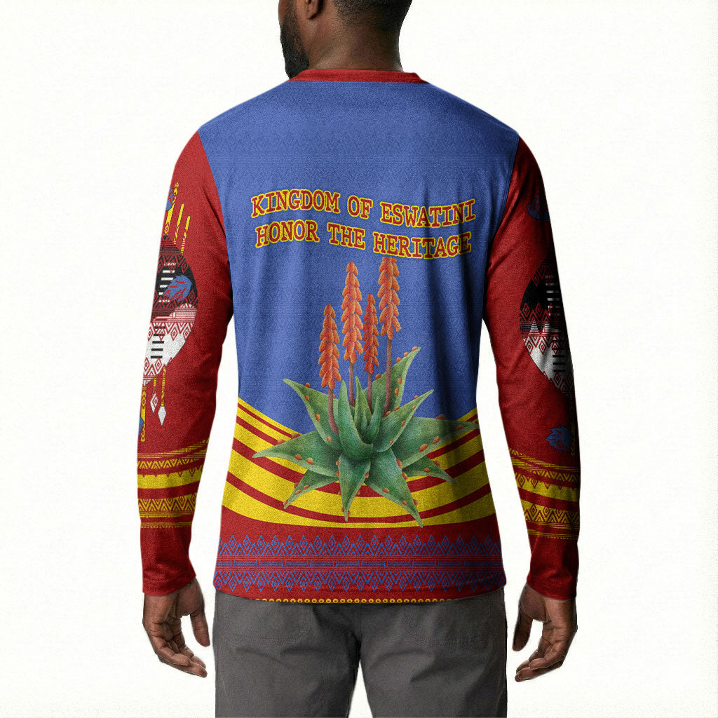 Eswatini Independence Day Button Sweatshirt Sable Antelope - Aloe Succulent - Flag Shield