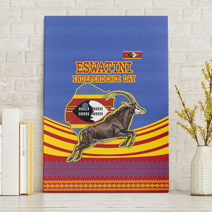 Eswatini Independence Day Canvas Wall Art Sable Antelope - Aloe Succulent - Flag Shield