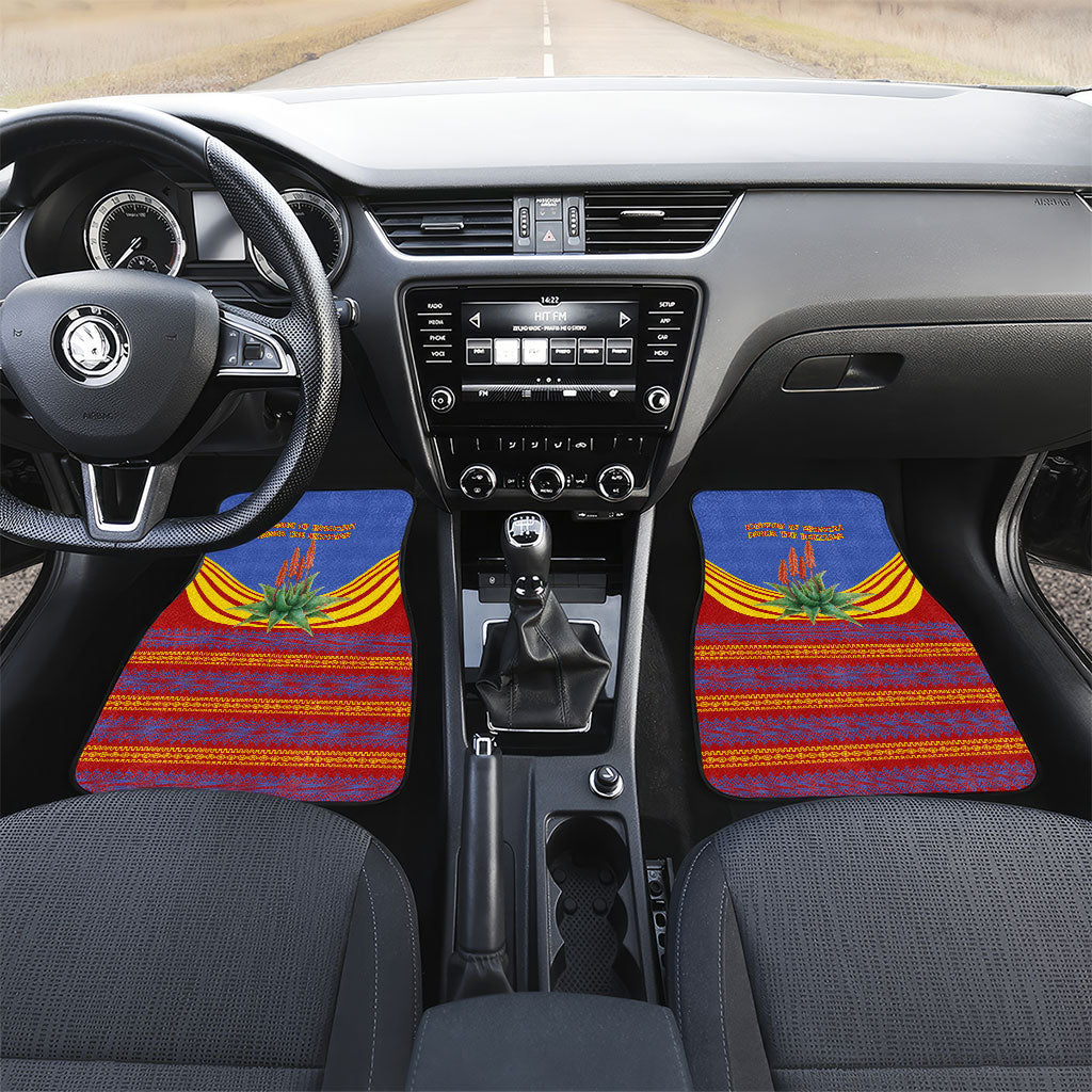 Eswatini Independence Day Car Mats Sable Antelope - Aloe Succulent - Flag Shield