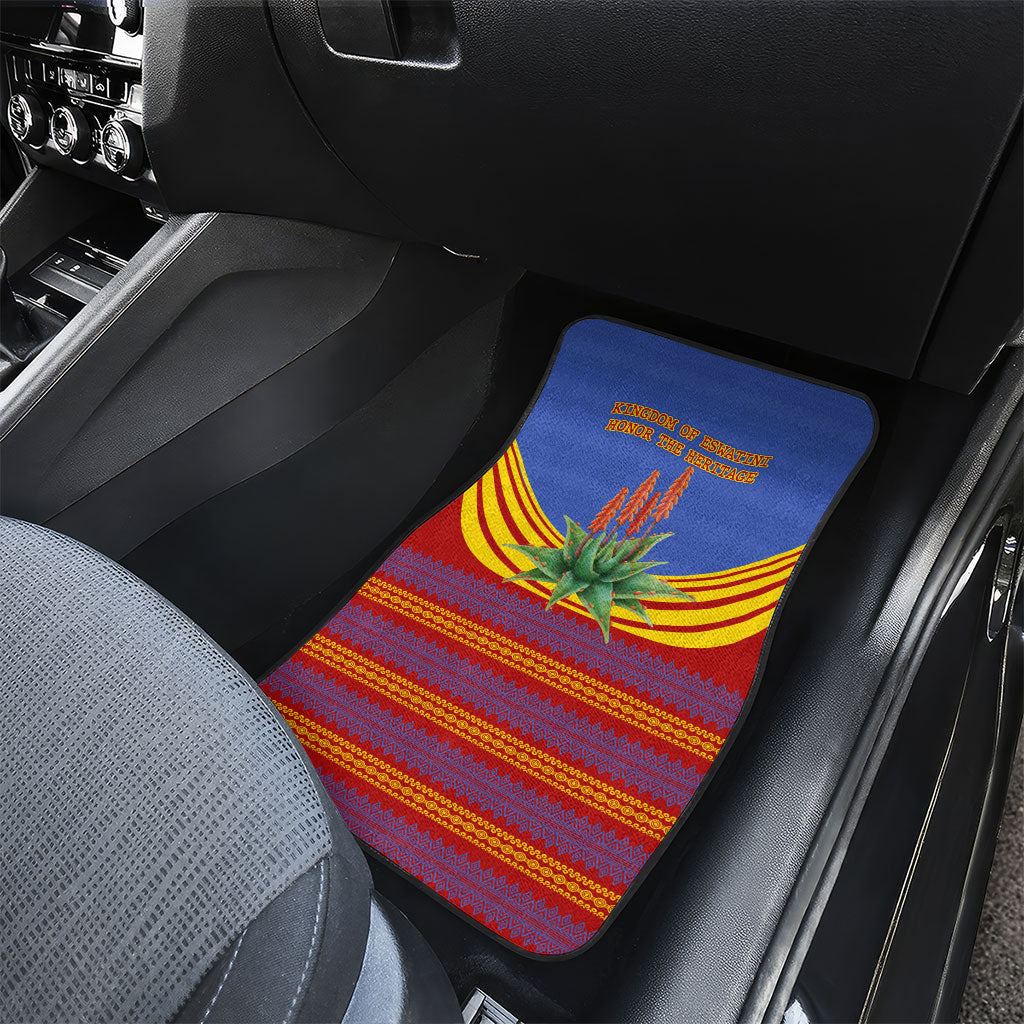 Eswatini Independence Day Car Mats Sable Antelope - Aloe Succulent - Flag Shield