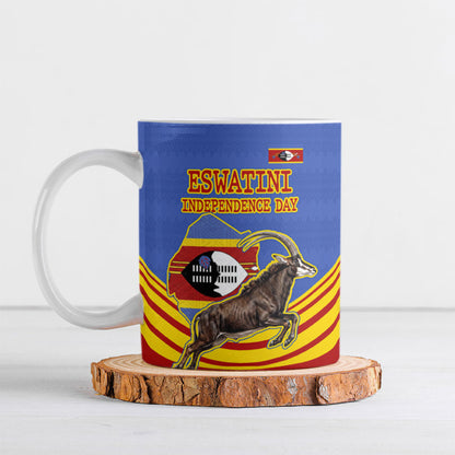 Eswatini Independence Day Ceramic Mug Sable Antelope - Aloe Succulent - Flag Shield
