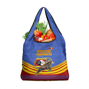 Eswatini Independence Day Grocery Bag Sable Antelope - Aloe Succulent - Flag Shield