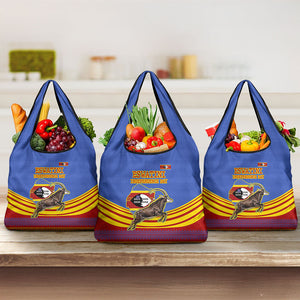 Eswatini Independence Day Grocery Bag Sable Antelope - Aloe Succulent - Flag Shield