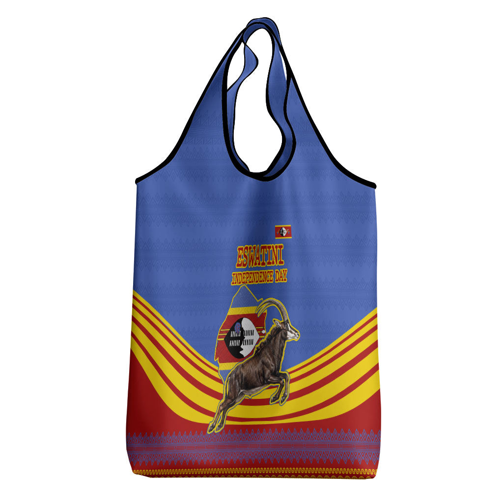 Eswatini Independence Day Grocery Bag Sable Antelope - Aloe Succulent - Flag Shield