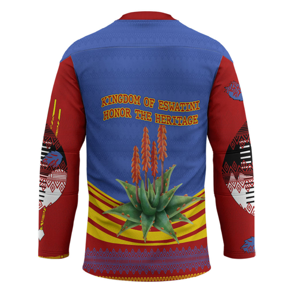 Eswatini Independence Day Hockey Jersey Sable Antelope - Aloe Succulent - Flag Shield