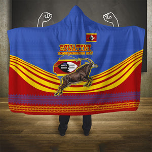 Eswatini Independence Day Hooded Blanket Sable Antelope - Aloe Succulent - Flag Shield