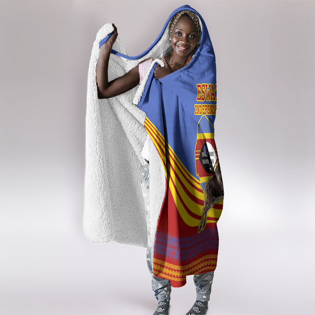 Eswatini Independence Day Hooded Blanket Sable Antelope - Aloe Succulent - Flag Shield