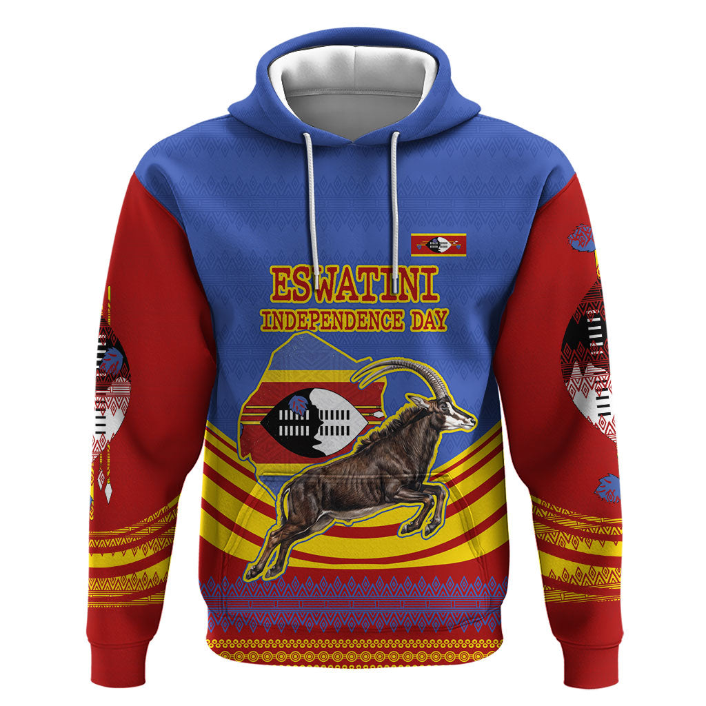 Eswatini Independence Day Hoodie Sable Antelope - Aloe Succulent - Flag Shield
