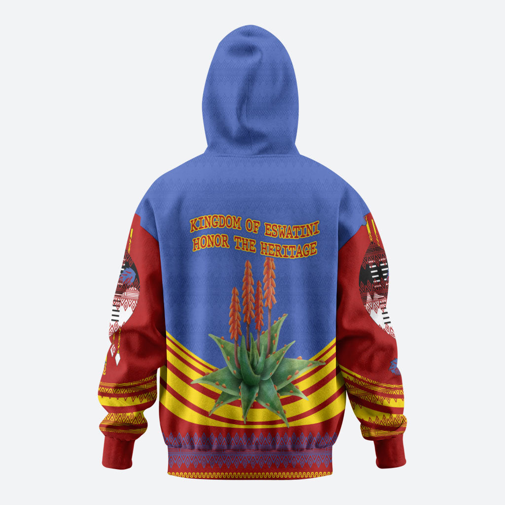 Eswatini Independence Day Hoodie Sable Antelope - Aloe Succulent - Flag Shield