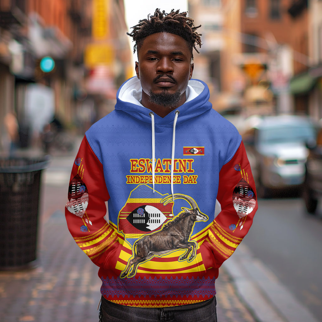 Eswatini Independence Day Hoodie Sable Antelope - Aloe Succulent - Flag Shield