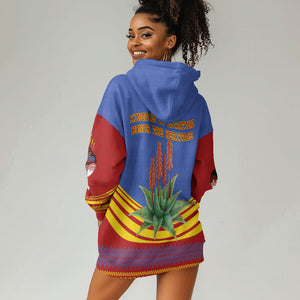 Eswatini Independence Day Hoodie Dress Sable Antelope - Aloe Succulent - Flag Shield