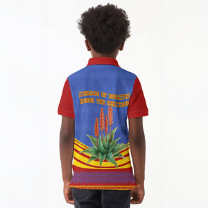 Eswatini Independence Day Kid Polo Shirt Sable Antelope - Aloe Succulent - Flag Shield