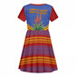 Eswatini Independence Day Kid Short Sleeve Dress Sable Antelope - Aloe Succulent - Flag Shield