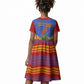 Eswatini Independence Day Kid Short Sleeve Dress Sable Antelope - Aloe Succulent - Flag Shield