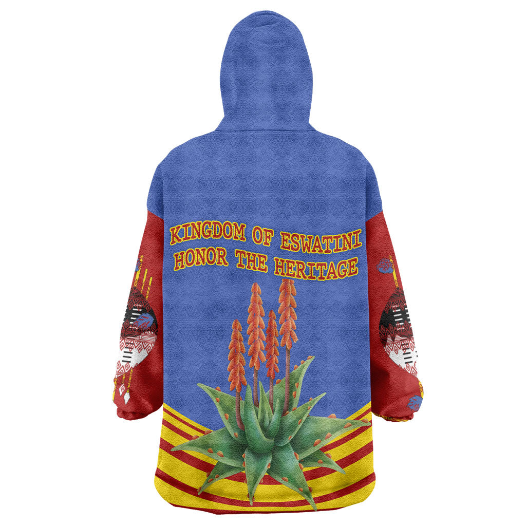 Eswatini Independence Day Kid Wearable Blanket Hoodie Sable Antelope - Aloe Succulent - Flag Shield