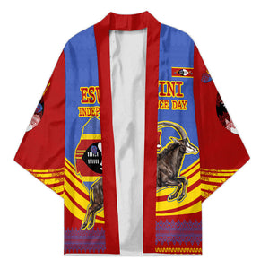 Eswatini Independence Day Kimono Sable Antelope - Aloe Succulent - Flag Shield