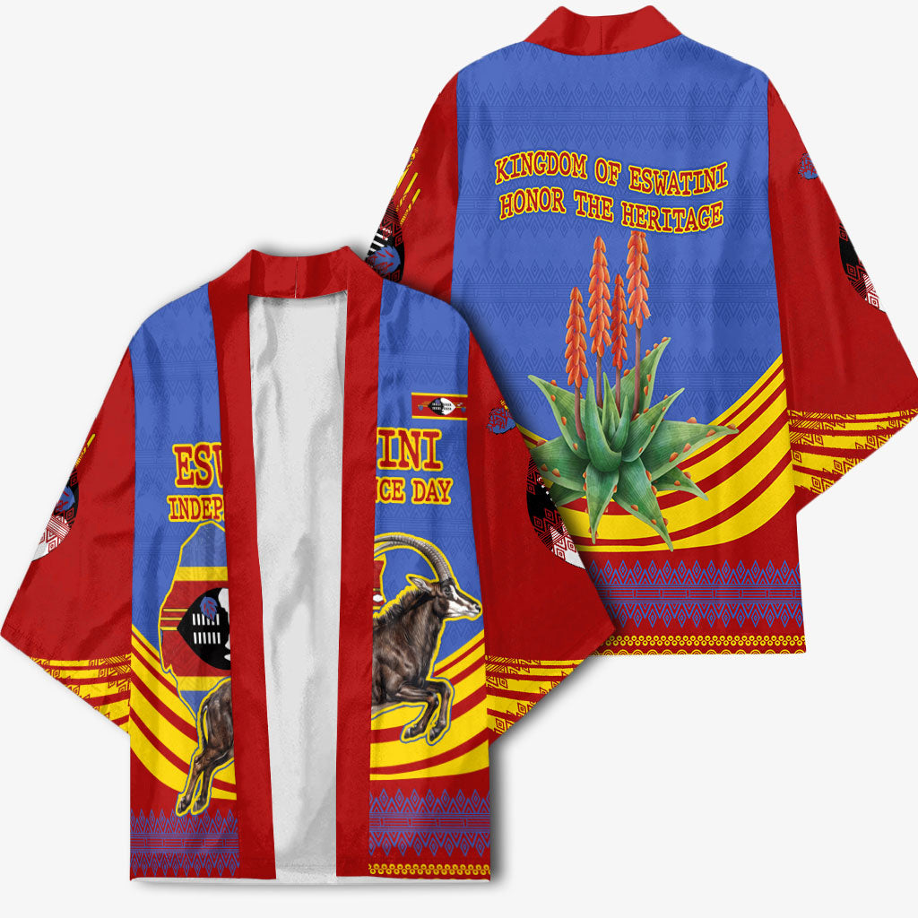 Eswatini Independence Day Kimono Sable Antelope - Aloe Succulent - Flag Shield