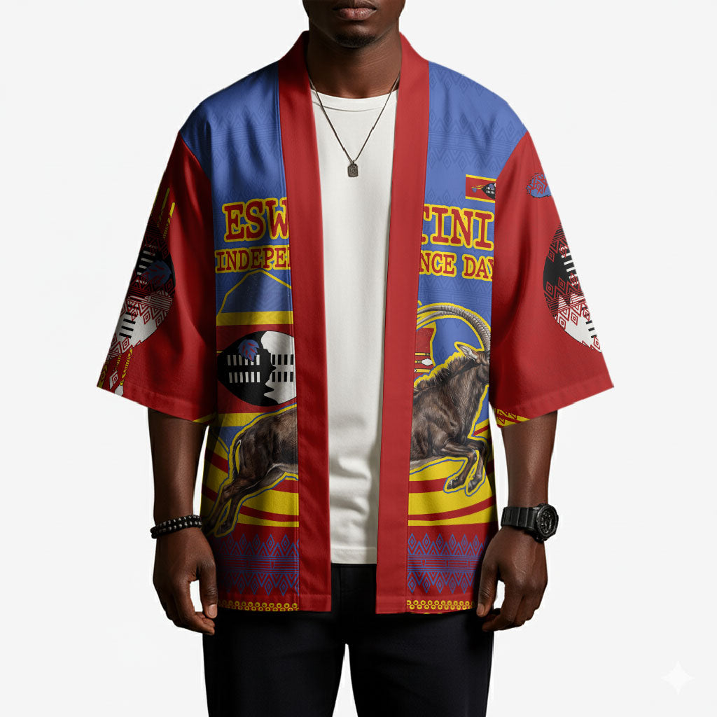 Eswatini Independence Day Kimono Sable Antelope - Aloe Succulent - Flag Shield