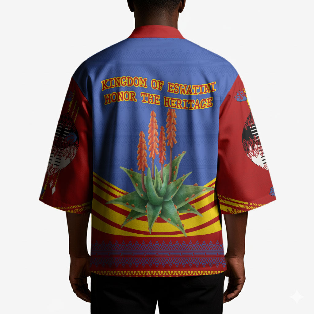 Eswatini Independence Day Kimono Sable Antelope - Aloe Succulent - Flag Shield