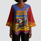 Eswatini Independence Day Kimono Sleeve Blouse Sable Antelope - Aloe Succulent - Flag Shield