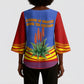 Eswatini Independence Day Kimono Sleeve Blouse Sable Antelope - Aloe Succulent - Flag Shield