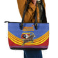 Eswatini Independence Day Leather Tote Bag Sable Antelope - Aloe Succulent - Flag Shield