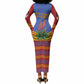 Eswatini Independence Day Long Sleeve Bodycon Dress Sable Antelope - Aloe Succulent - Flag Shield