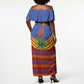 Eswatini Independence Day Off Shoulder Maxi Dress Sable Antelope - Aloe Succulent - Flag Shield