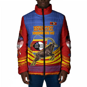 Eswatini Independence Day Padded Jacket Sable Antelope - Aloe Succulent - Flag Shield