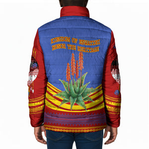 Eswatini Independence Day Padded Jacket Sable Antelope - Aloe Succulent - Flag Shield