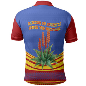 Eswatini Independence Day Polo Shirt Sable Antelope - Aloe Succulent - Flag Shield