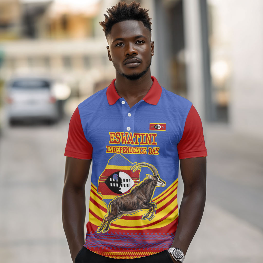 Eswatini Independence Day Polo Shirt Sable Antelope - Aloe Succulent - Flag Shield