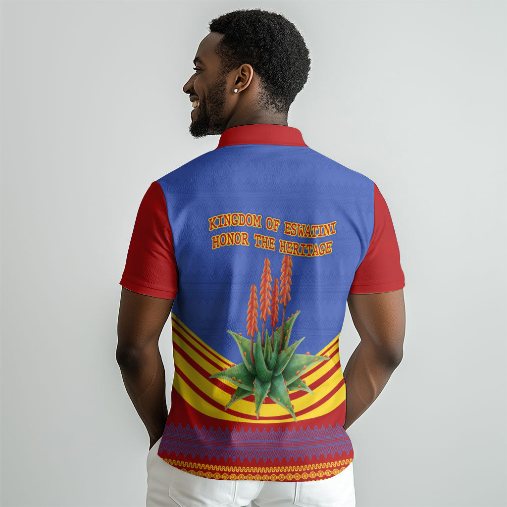 Eswatini Independence Day Polo Shirt Sable Antelope - Aloe Succulent - Flag Shield