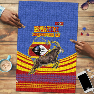 Eswatini Independence Day Puzzle Sable Antelope - Aloe Succulent - Flag Shield