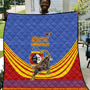 Eswatini Independence Day Quilt Sable Antelope - Aloe Succulent - Flag Shield