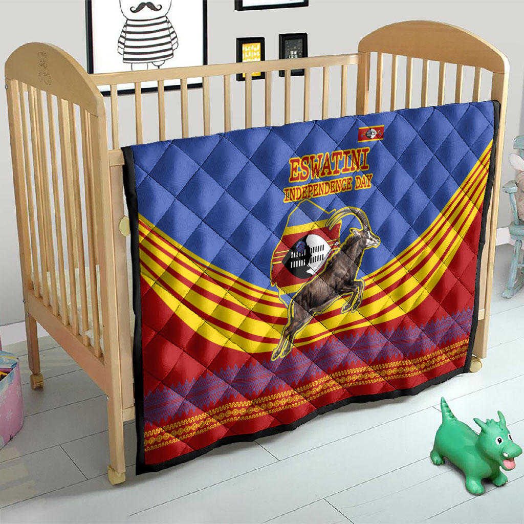 Eswatini Independence Day Quilt Sable Antelope - Aloe Succulent - Flag Shield