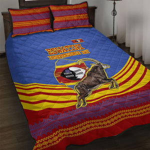 Eswatini Independence Day Quilt Bed Set Sable Antelope - Aloe Succulent - Flag Shield