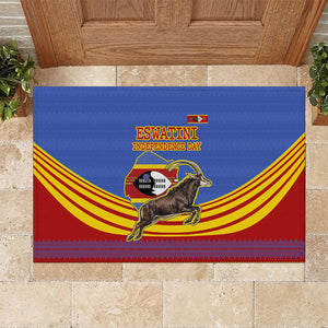 Eswatini Independence Day Rubber Doormat Sable Antelope - Aloe Succulent - Flag Shield