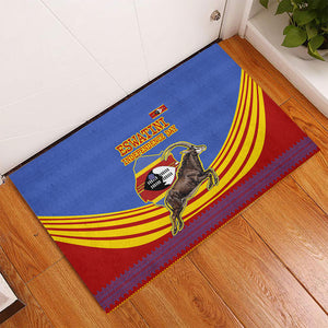 Eswatini Independence Day Rubber Doormat Sable Antelope - Aloe Succulent - Flag Shield