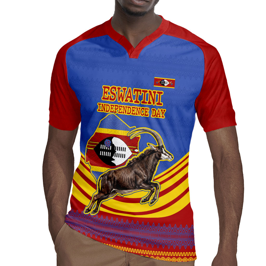 Eswatini Independence Day Rugby Jersey Sable Antelope - Aloe Succulent - Flag Shield