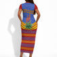 Eswatini Independence Day Short Sleeve Bodycon Dress Sable Antelope - Aloe Succulent - Flag Shield