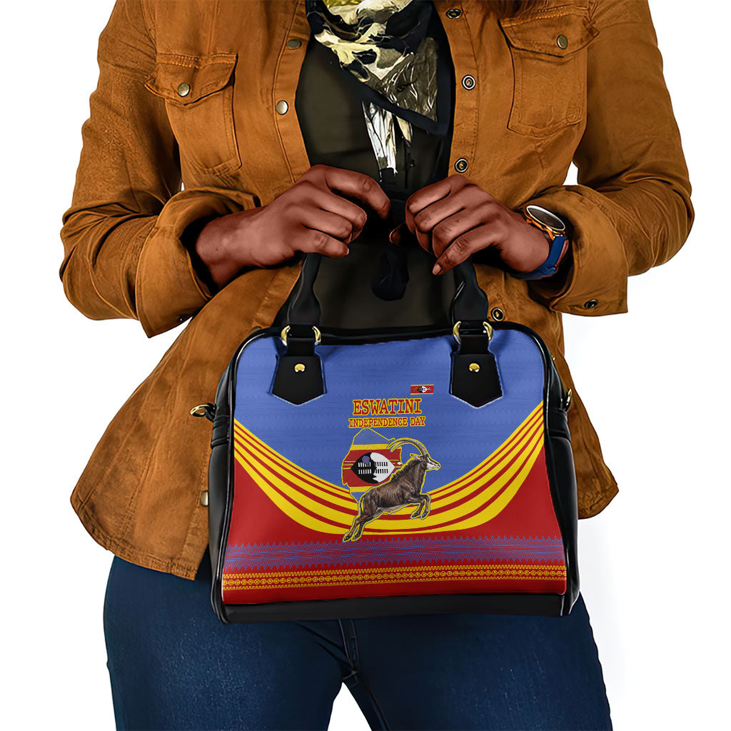 Eswatini Independence Day Shoulder Handbag Sable Antelope - Aloe Succulent - Flag Shield