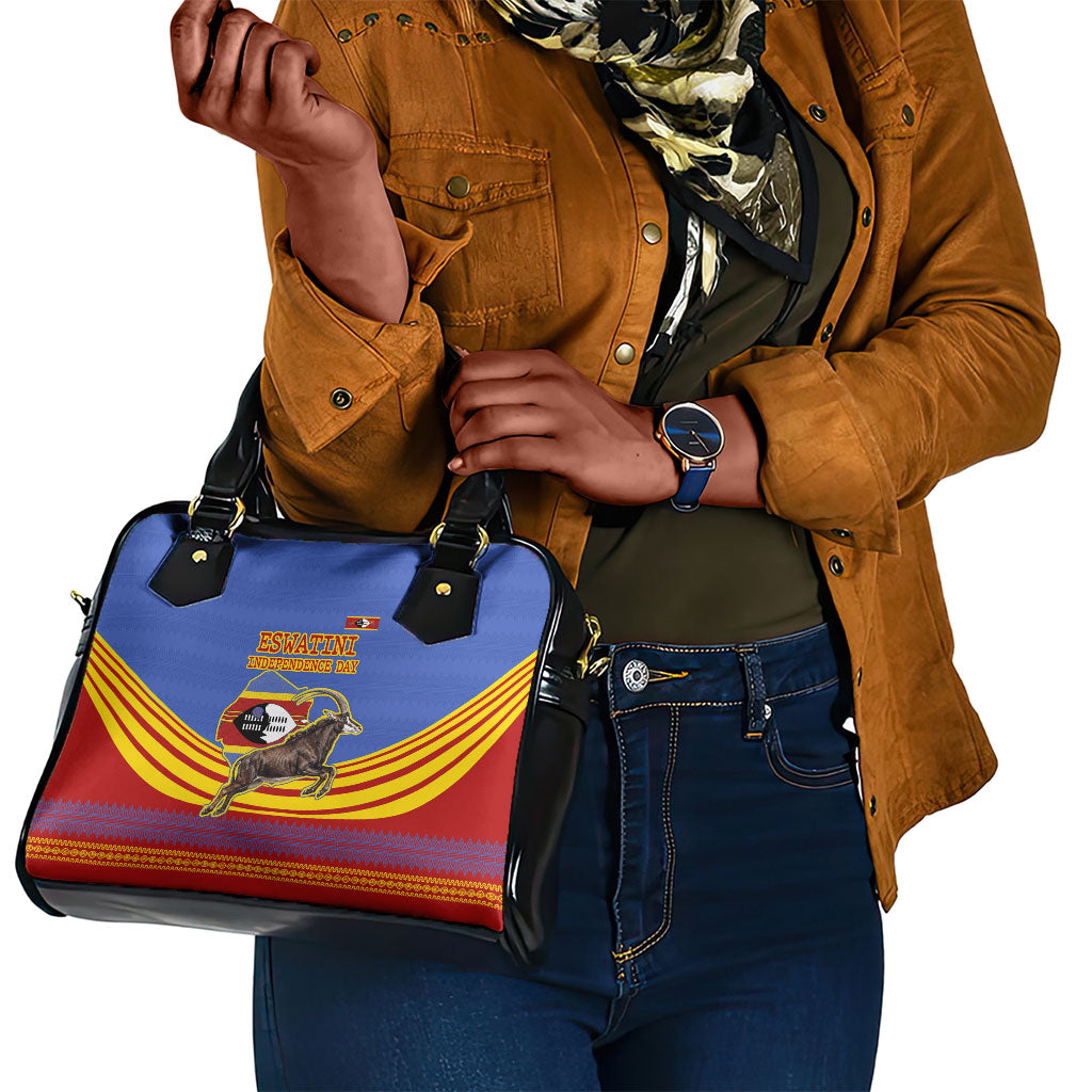 Eswatini Independence Day Shoulder Handbag Sable Antelope - Aloe Succulent - Flag Shield
