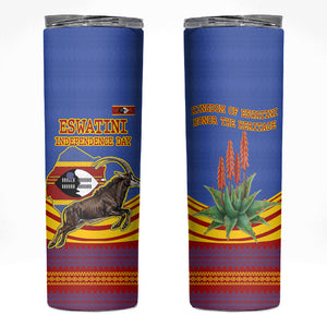 Eswatini Independence Day Skinny Tumbler Sable Antelope - Aloe Succulent - Flag Shield