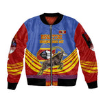 Eswatini Independence Day Sleeve Zip Bomber Jacket Sable Antelope - Aloe Succulent - Flag Shield