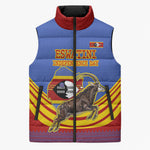 Eswatini Independence Day Sleeveless Puffer Jacket Sable Antelope - Aloe Succulent - Flag Shield