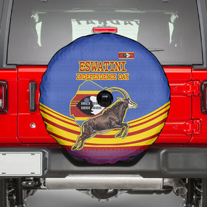 Eswatini Independence Day Spare Tire Cover Sable Antelope - Aloe Succulent - Flag Shield